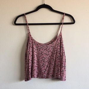 Pacsun pink floral cropped tank
